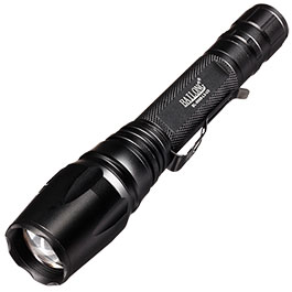 Bailong LED-Taschenlampe schwarz mit Zoom inkl. Grtelclip, Signalkappe, Ladegert, Akkus, Ladestation, Auto-Ladekabel, Lanyard