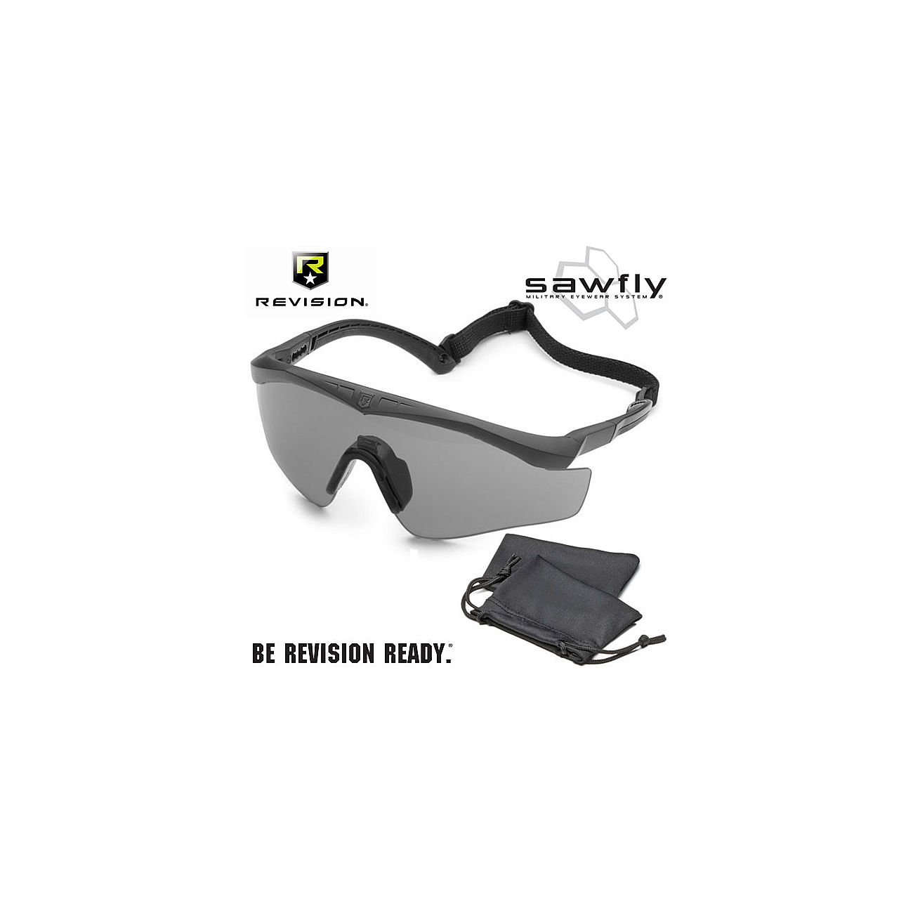 Revision Eyewear Sawfly Legacy MAX-Wrap Schutzbrille Basic Kit smoke / schwarz