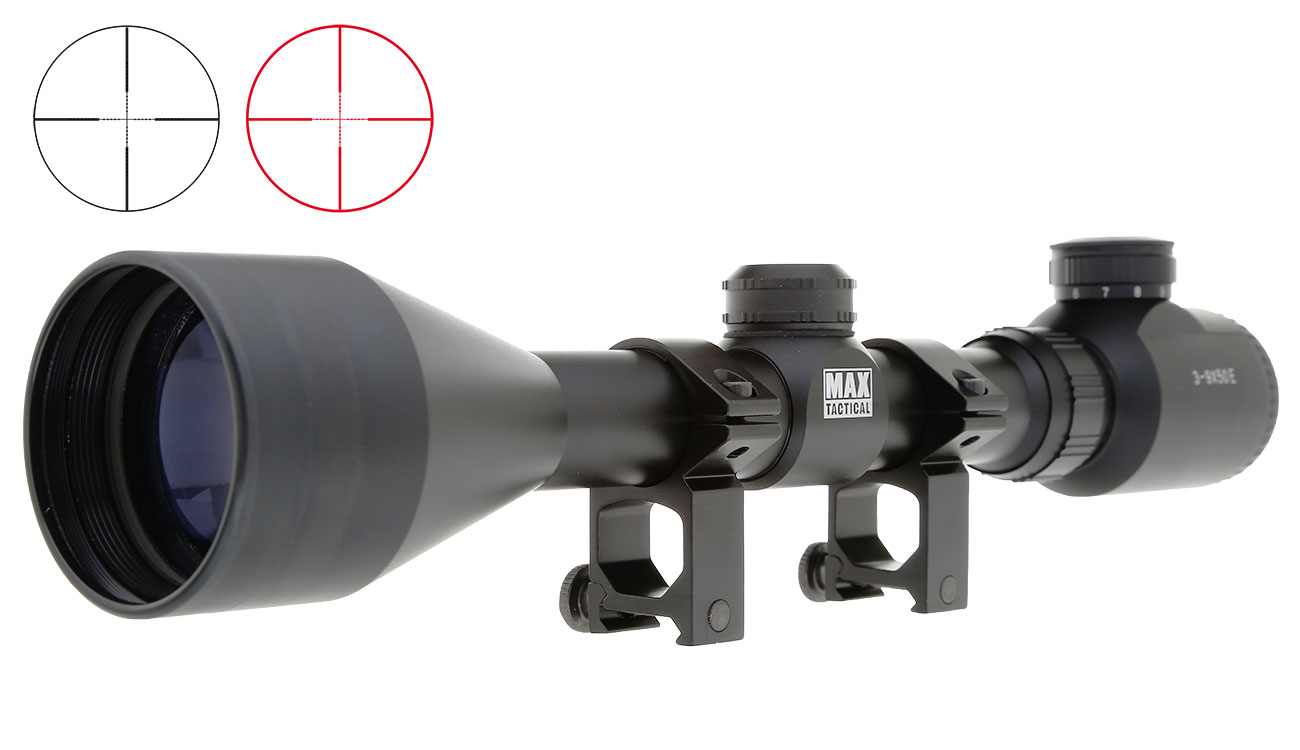 MAX Tactical Zielfernrohr 3-9x50E beleuchtet mit Ringe fr 22 mm Schiene