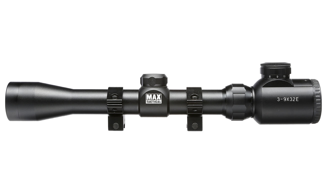 Max Tactical Zielfernrohr 3-9x32 E Leuchtabsehen inkl. Ringe für 22 mm Schiene Bild 2