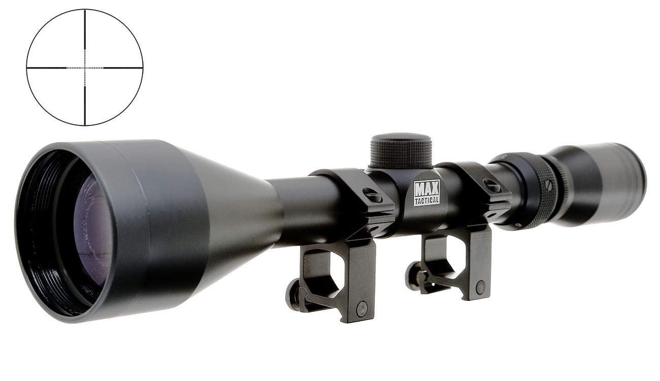 Max Tactical Zielfernrohr 3-9x50 inklusive Halteringe / Montage fr 22 mm
