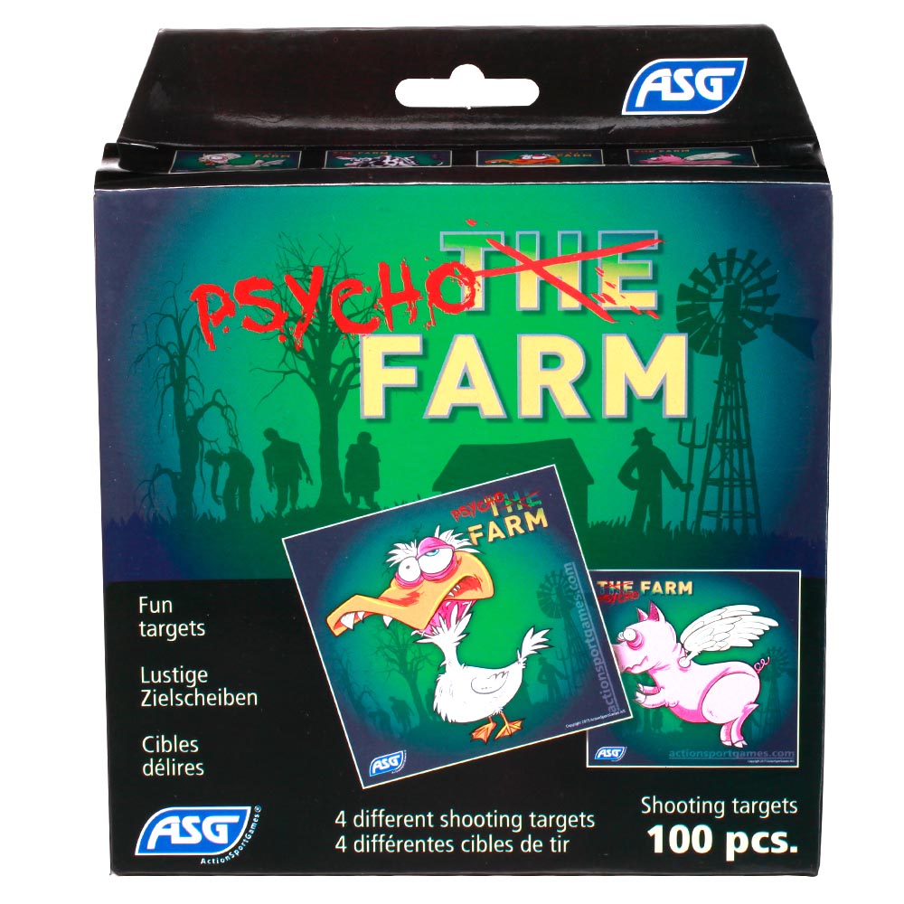 ASG Psycho Farm Zielscheiben Set 100 Stck 4 Motive 14 x 14 cm