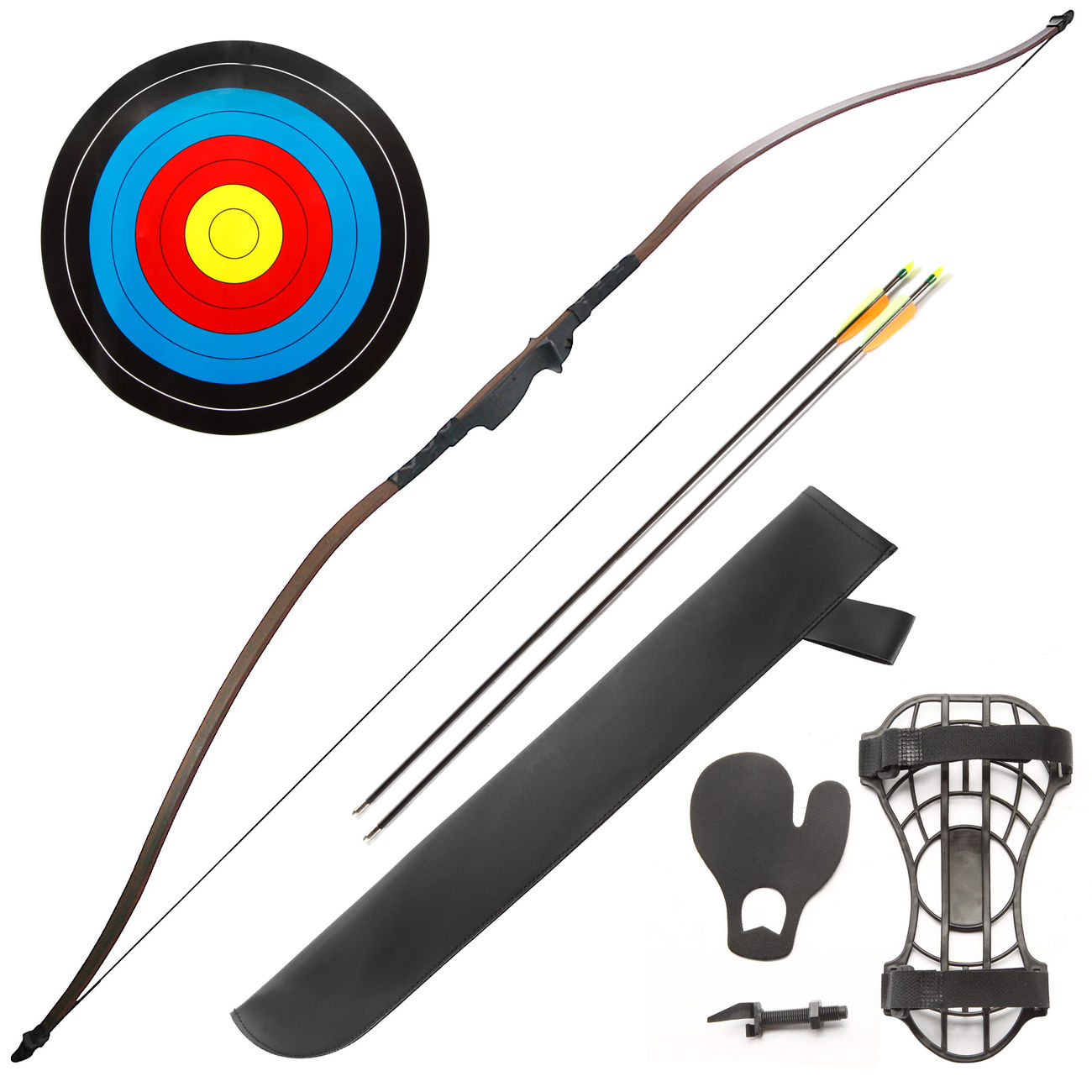 EK Archery Langbogen Set 30-35 lbs inkl. Zubehr fr Links- und Rechtshnder wooden