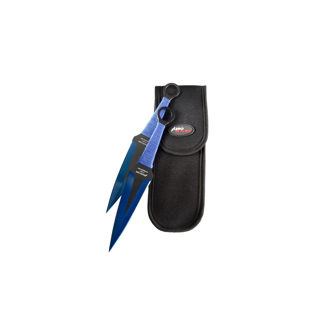AeroBlades Wurfmesserset Kunai blau 2 Stck mit Etui Bild 1
