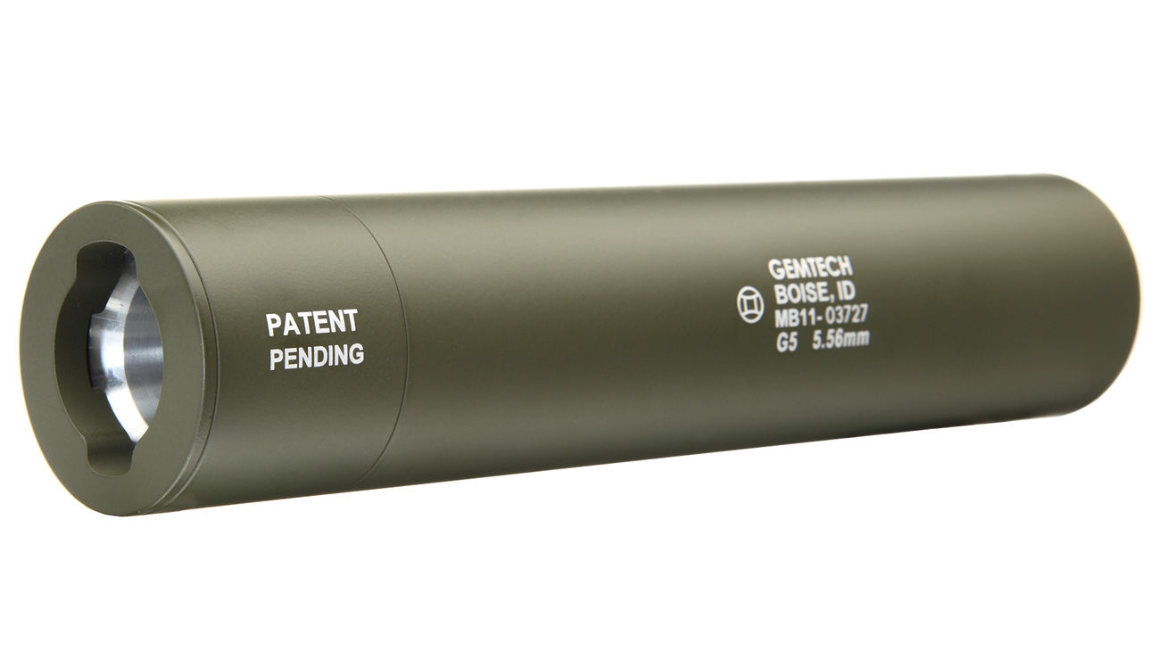 Madbull / Gemtech G5 Aluminium Silencer inkl. Flash-Hider oliv / OD 14mm - Bild 1