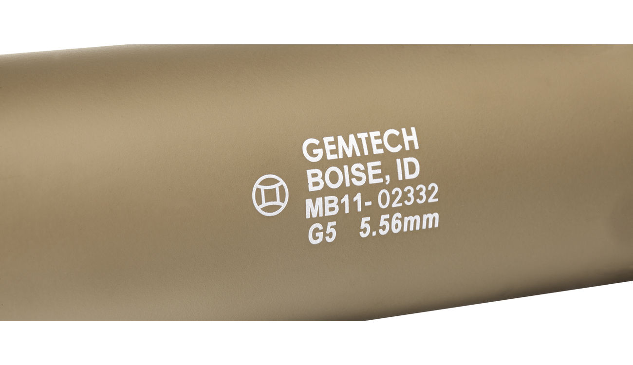 Madbull / Gemtech G5 Aluminium Silencer inkl. Flash-Hider Desert Tan 14mm - Bild 4