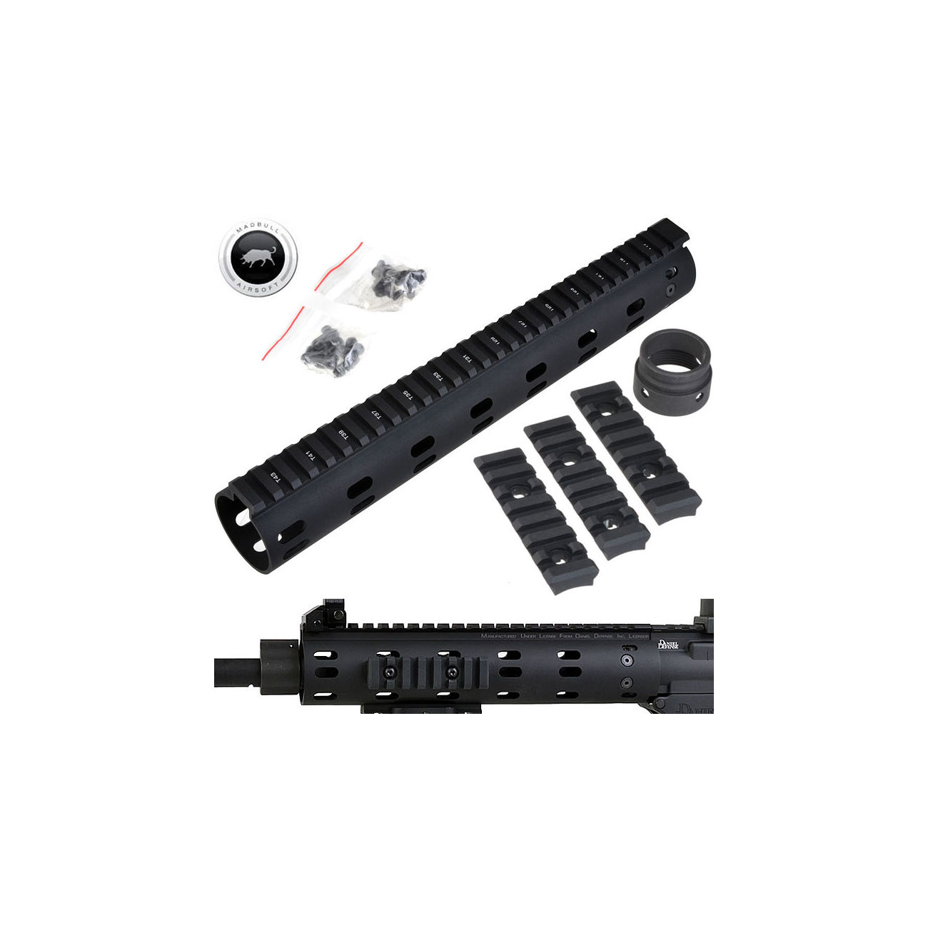 MadBull / Daniel Defense M4 Aluminium CNC MFR RAS-System 12 Zoll schwarz