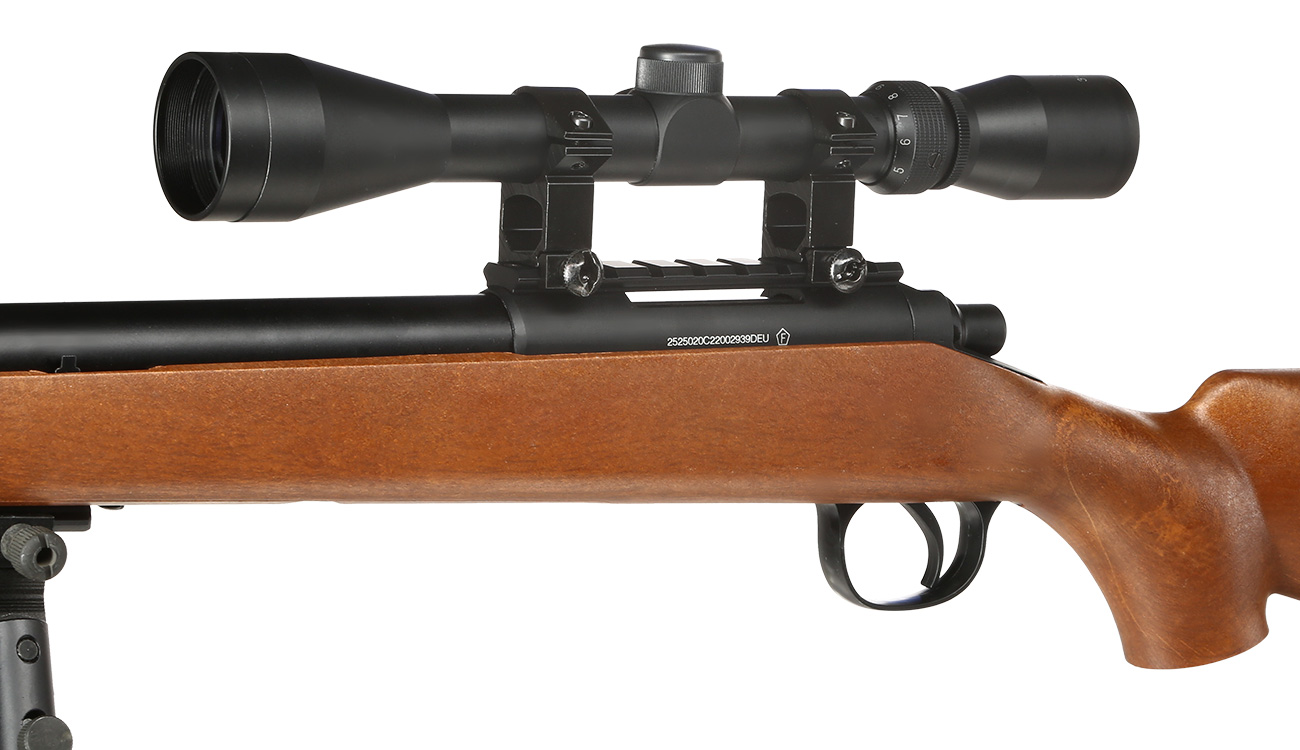 Well M700 Snipergewehr inkl. Zweibein / Zielfernrohr Springer 6mm BB Holzoptik Bild 6