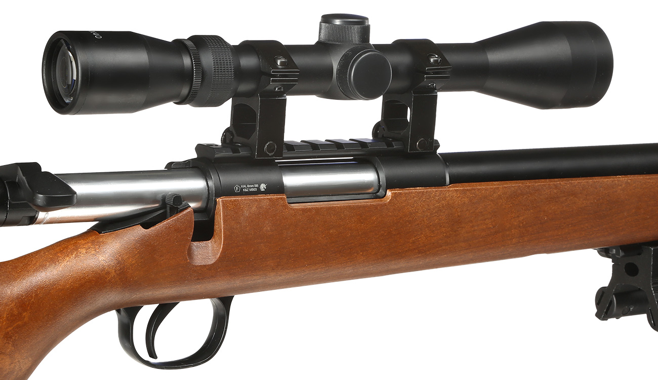 Well M700 Snipergewehr inkl. Zweibein / Zielfernrohr Springer 6mm BB Holzoptik Bild 8