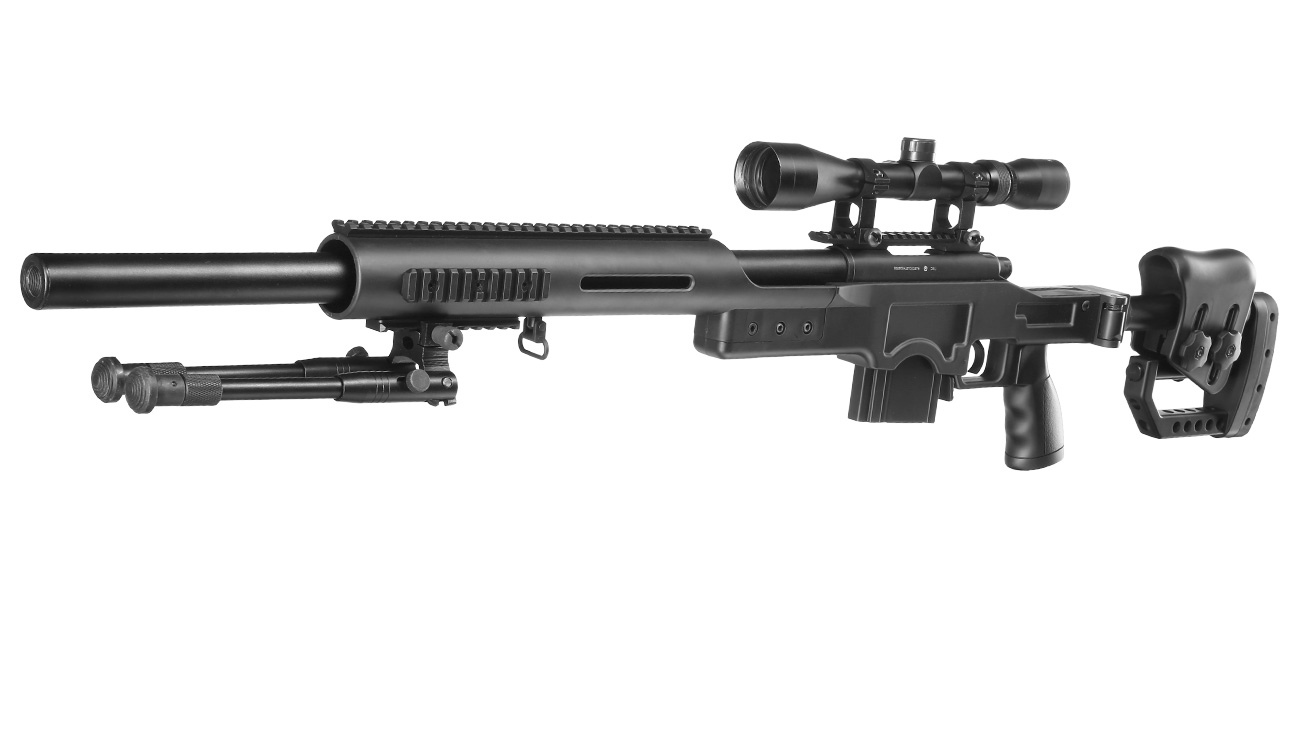 Well MB4410D MSR Snipergewehr inkl. Zweibein / Zielfernrohr Springer 6mm BB schwarz