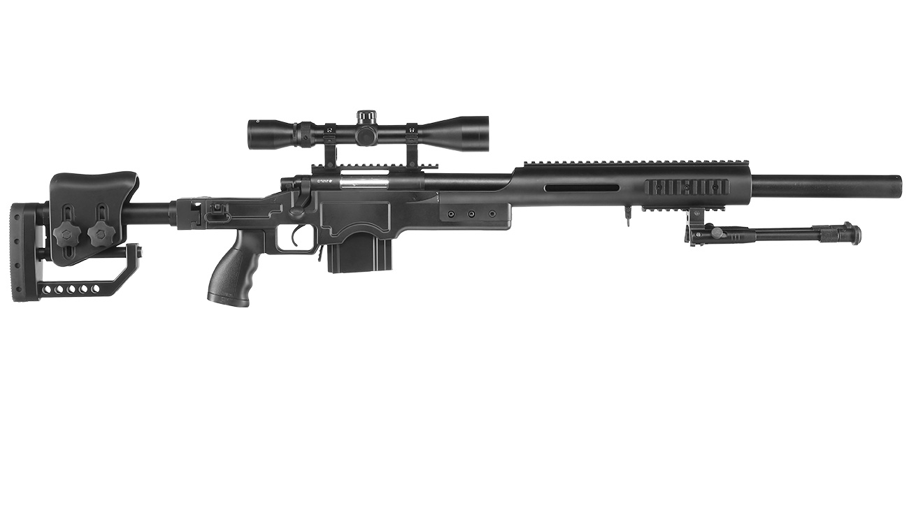 Well MB4410D MSR Snipergewehr inkl. Zweibein / Zielfernrohr Springer 6mm BB schwarz Bild 2