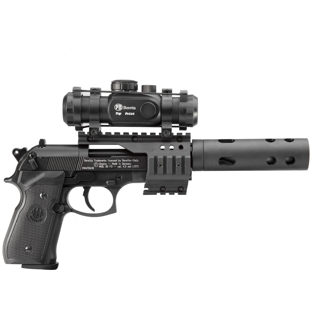 Beretta M92 FS XX-TREME Vollmetall CO2 Pistole 4,5mm Diabolo inkl. Montage, Leuchtpunktzielgert und Kompensator Bild 2