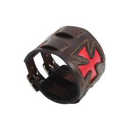Lederarmband Iron Cross, rot