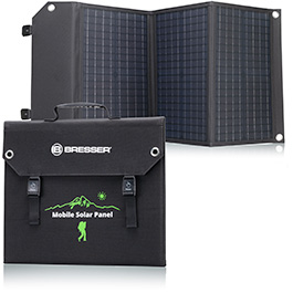 Bresser Mobiles Solar-Ladegert 60 Watt mit USB- u. DC-Anschluss faltbar