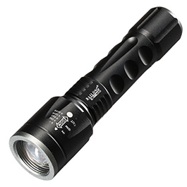 Bailong LED-Taschenlampe mit Zoom, Strobe und SOS schwarz inkl. Akku und Ladegert
