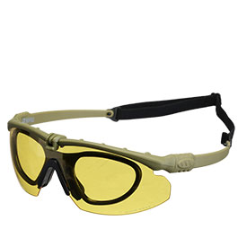 Nuprol Battle Pro Protective Airsoft Schutzbrille inkl. Brillentrgereinsatz oliv / gelb