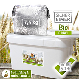 Getreidespeicher Bio Dinkel 7,5 kg im Eimer Notvorrat