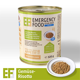 Emergency Food Meals Notration Gemse Risotto mit Gartengemse und Soja 320g Dose 2 Portionen