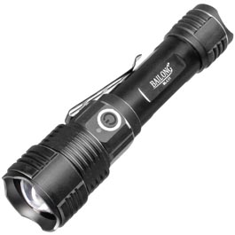 Bailong LED-Taschenlampe BL-L11 mit Zoom, rot- ,grn und UV-Licht schwarz inkl. Akku, USB-Ladekabel und Lanyard