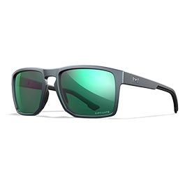 Wiley X Sonnenbrille Founder Captivate matt grau Glser grn verspiegelt und polarisiert inkl. Seitenschutz