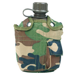 Mil-Tec Feldflasche 1 Liter Kunststoff inkl. Hlle woodland
