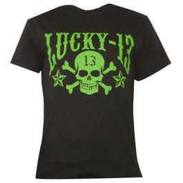 T-Shirt Lucky13, Skull Stars, gr&uuml;n 