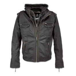 Brandit Lederjacke Black Rock schwarz