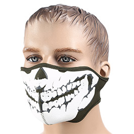 101 INC Neopren Halb-Gesichtsmaske Skull 3D grn