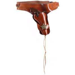 Coltgrtel aus Leder mit Sheriffstern fr 1 Colt inkl. 24 Dekopatronen braun