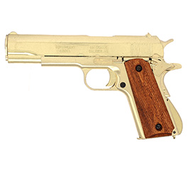Dekowaffe 45er Colt Government M191A1 goldfinish Holzgriffschalen