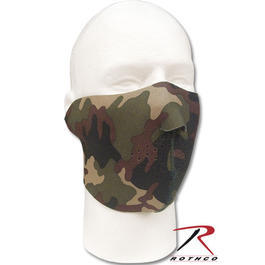 Neopren Halb-Gesichtsmaske wendbar, schwarz/woodland