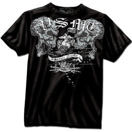 Black Ink T-Shirt USMC Raging Skulls, schwarz 