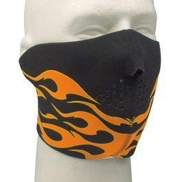 Neopren Halb-Gesichtsmaske wendbar, schwarz/Flammen