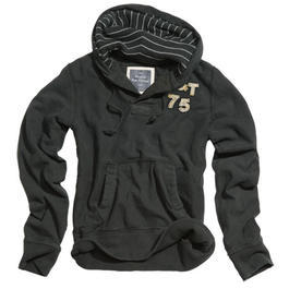Henley Hoodie Vintage Look Surplus, schwarz