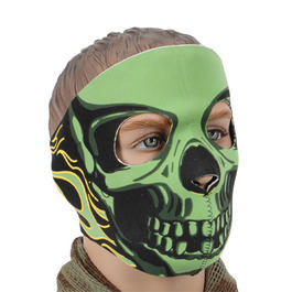 Neopren Voll-Gesichtsmaske wendbar Skull Gr�n 