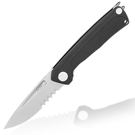 ANV Knives Taschenmesser Z200 BB mit Sgezahnung Sleipner Stahl schwarz/stonewash inkl. Grtelclip