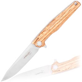 Haller Select Einhandmesser II mit Holzgriffschalen silber inkl. Grtelclip