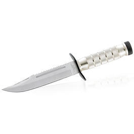 Herbertz Survival Knife, silber mit Lederscheide