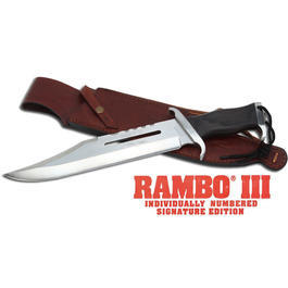 Rambo III Messer, Silvester Stallone Signature Edition mit Lederscheide 