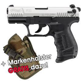 Super-Sparset - Walther P22 9mm P.A. vernickelt + Markenholster GRATIS 