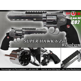 CO2 Softair - Ruger Super Hawk 6 Zoll 6mm BB CO2 Revolver chrom