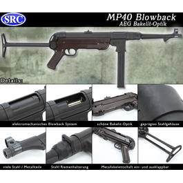 SRC MP40 Softair Bakelit-Optik Vollmetall Blowback AEG 