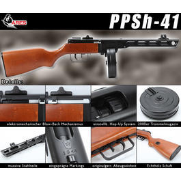 Softair AEG - Ares PPSh-41 BlowBack Vollmetall Echtholz S-AEG 6mm BB
