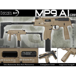 KWA Softair B&T MP9 A1 Gas-Blow-Back (NS2) 6mm BB desert  