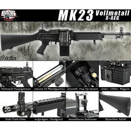 G&P U.S. Navy MK23 MG Vollmetall S-AEG Weathered Edition