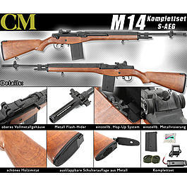 CM M14 Rifle Softair Wood Vollmetall Komplettset S-AEG 6mm BB 