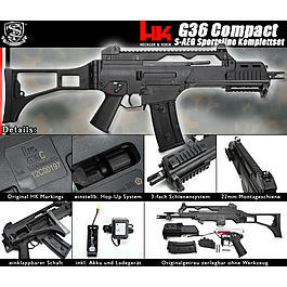 G36C Softair - S&T Heckler & Koch G36C Sportsline Softair S-AEG 6mm BB schwarz