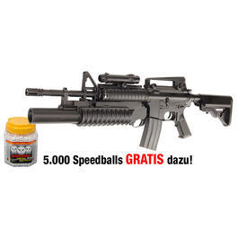 M4A1 R.I.S. mit M203 All in One AEG plus 5.000 Speedballs 0,12g Container GRATIS