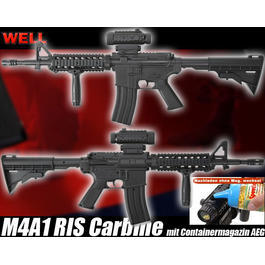 Well M4A1 RIS Carbine&nbsp;mit Containermagazin Komplettset AEG 