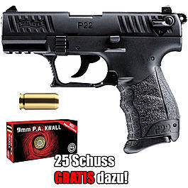 Sparset Walther P22Q Schreckschuss Pistole inklusive 25 Schuss Munition 